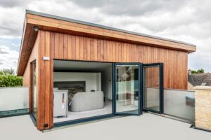 modern house with cedar cladding