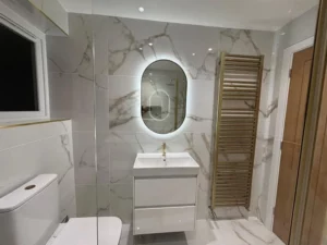 A sink in a bathroom refurbishment in cheltenham by VIP properties